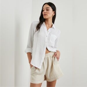🌈 Rails White The Ellis Gauze Button Down Shirt Size Medium